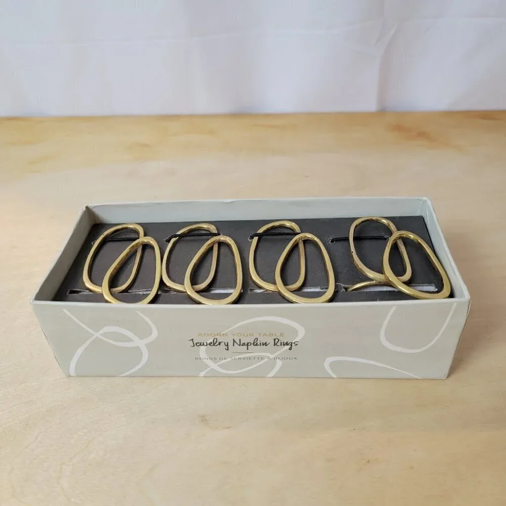 West Elm Brushed Gold Organic Loop Napkin Rings - Set of 6